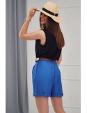 Women\'s shorts with a belt, dark blue MP47361 - Online store - Boutique